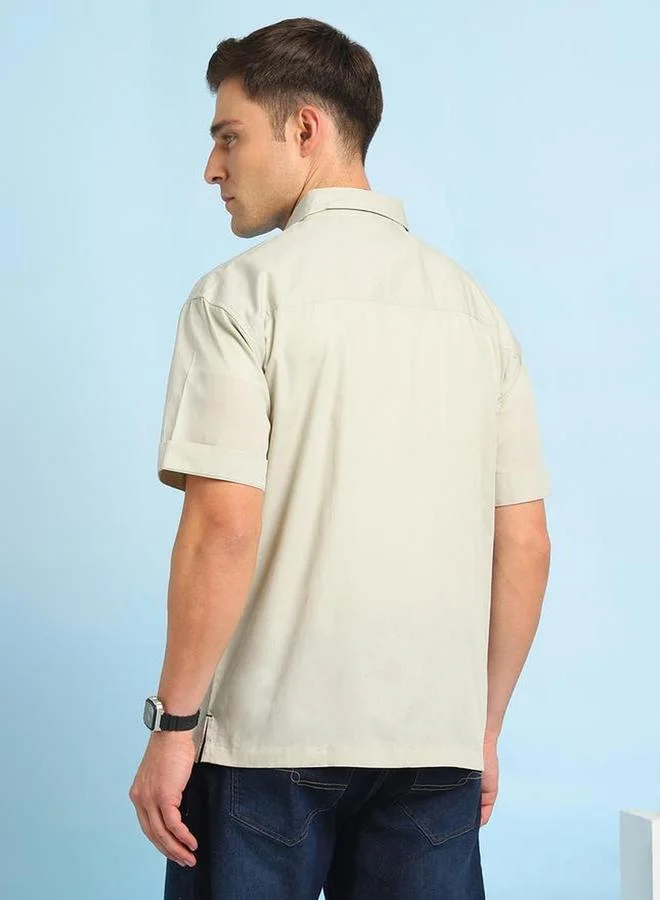 Dennis Lingo Men Relaxed Fit Solid Cotton Casual Shirt