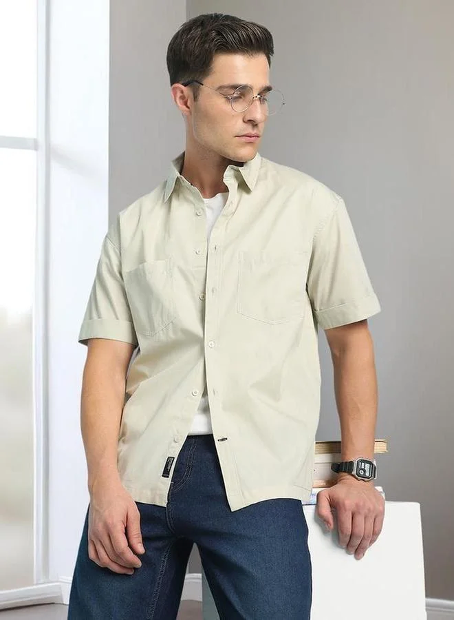 Dennis Lingo Men Relaxed Fit Solid Cotton Casual Shirt