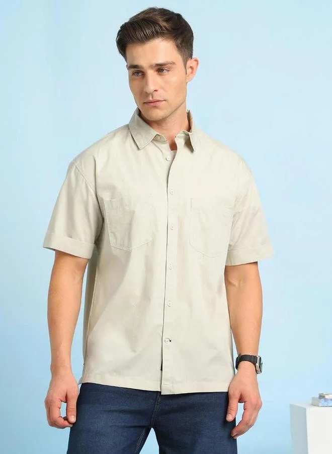 Dennis Lingo Men Relaxed Fit Solid Cotton Casual Shirt