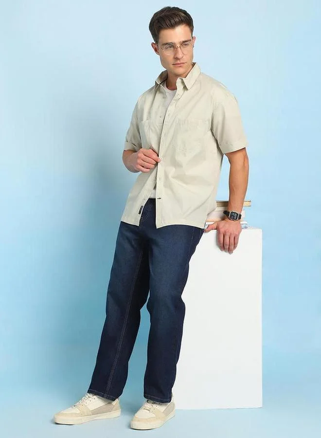 Dennis Lingo Men Relaxed Fit Solid Cotton Casual Shirt