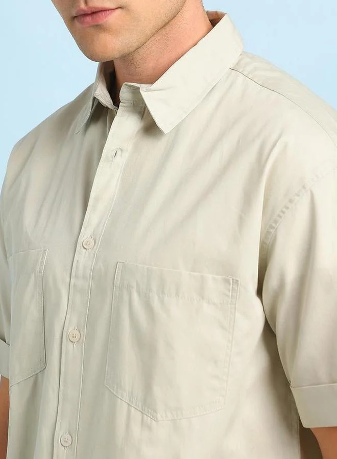 Dennis Lingo Men Relaxed Fit Solid Cotton Casual Shirt
