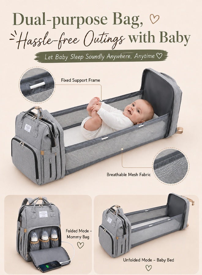 Arabayt Multi-functional baby changing table/bag backpack, suitable for outdoor travel, large capacity, baby christening gift, with USB interface. - Image 2