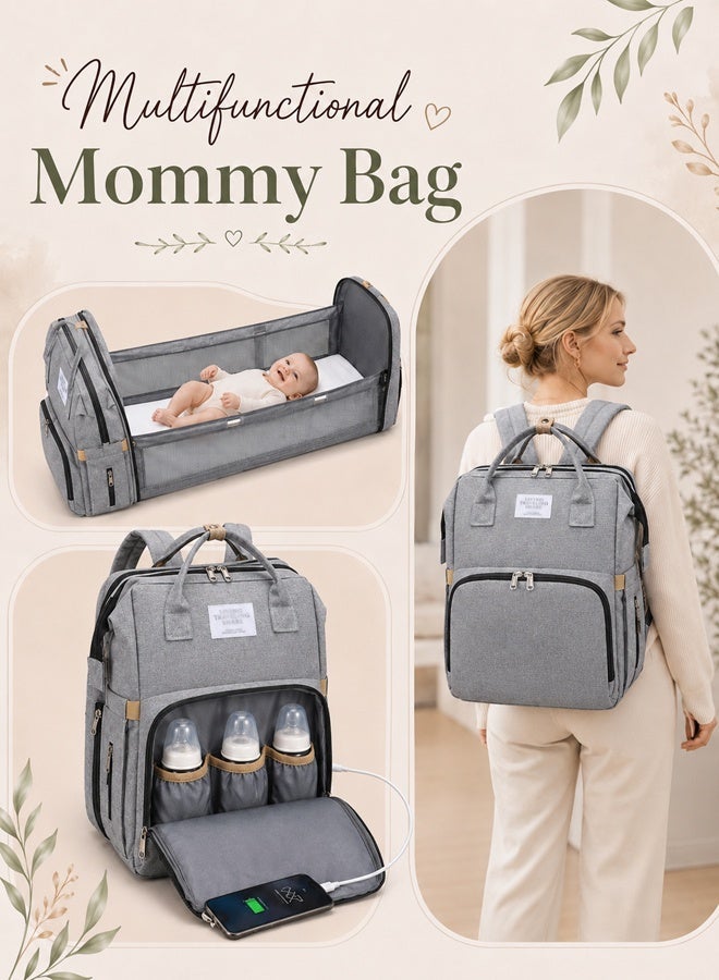 Arabayt Multi-functional baby changing table/bag backpack, suitable for outdoor travel, large capacity, baby christening gift, with USB interface. - Image 1
