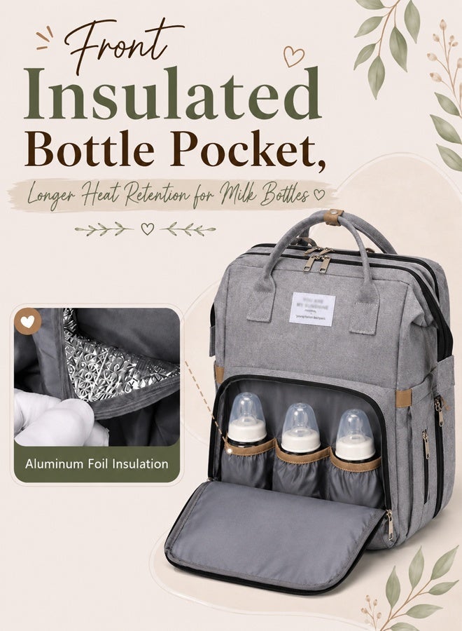 Arabayt Multi-functional baby changing table/bag backpack, suitable for outdoor travel, large capacity, baby christening gift, with USB interface. - Image 4