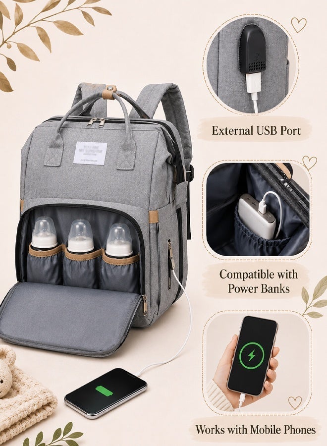 Arabayt Multi-functional baby changing table/bag backpack, suitable for outdoor travel, large capacity, baby christening gift, with USB interface. - Image 5