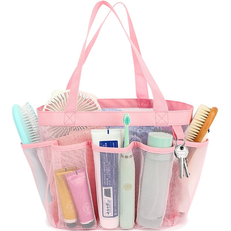 Fammart Mesh Shower Caddy Portable for College Dorm Room Essentials, 8-Pocket Large Shower Basket Tote Bag with 2 Handles for Toiletry, Bathroom, Beach, Camp, Gym - Image 1