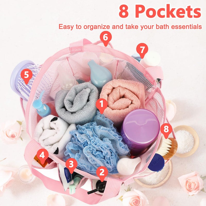 Fammart Mesh Shower Caddy Portable for College Dorm Room Essentials, 8-Pocket Large Shower Basket Tote Bag with 2 Handles for Toiletry, Bathroom, Beach, Camp, Gym - Image 4