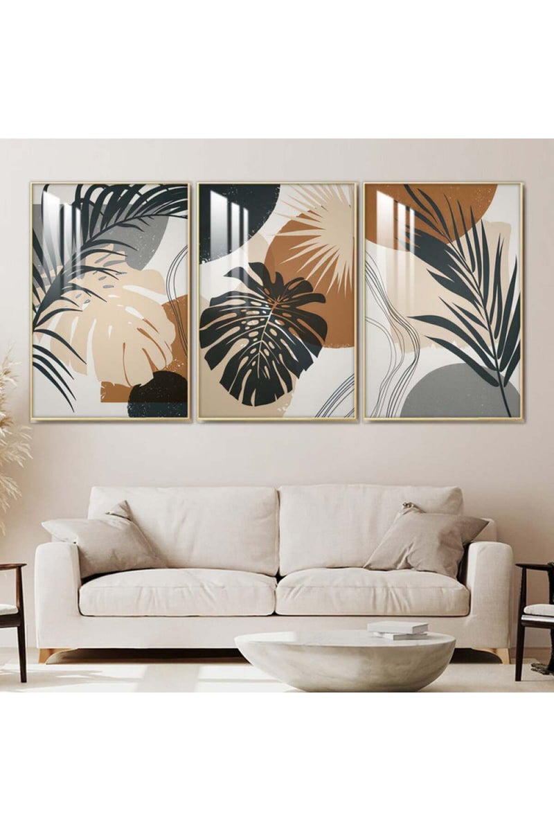 Marktna Three wooden wall painting with a frame and a clear acrylic layer - Image 1