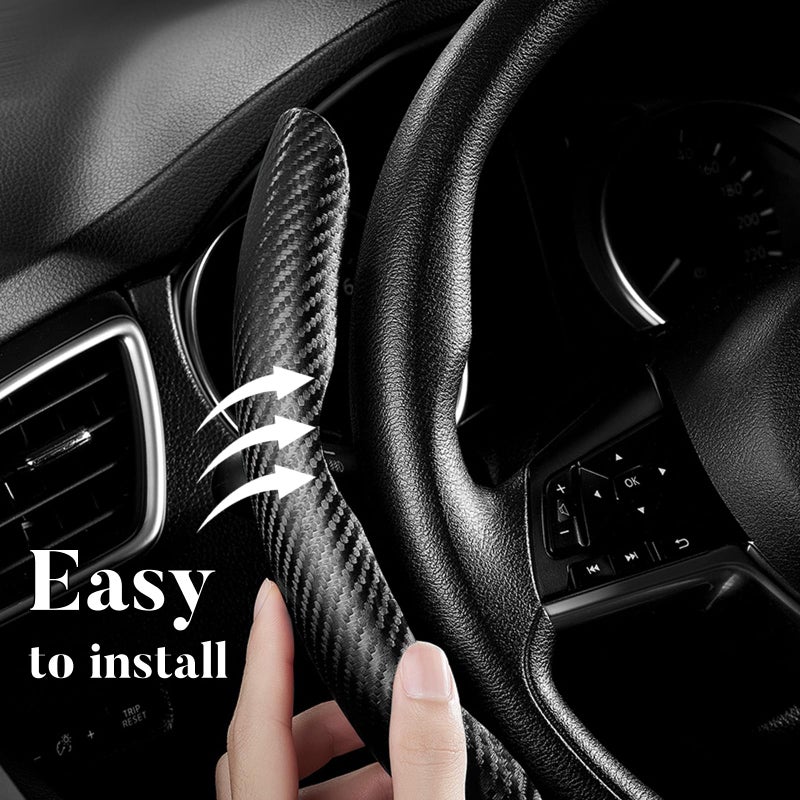 Aotoyou Carbon Fiber Steering Wheel Cover 3pcs Anti-Slip Car Steering Wheel Accessories Snap on Grip 15 inch Universal Matte Black - Image 4