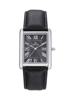 ANEMAR MAN Men's waterproof leather watch with high quality, black strap and black dial 