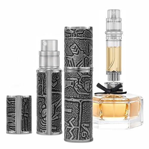 muilsae Perfume Spray Bottle 5ml Ancient Print Leather Refillable Dispenser Bottom Fill Fragrance Scent Container Portable and Leakproof Suitable for Traveling Outgoing AG00AQ Egypt Prink - Image 1