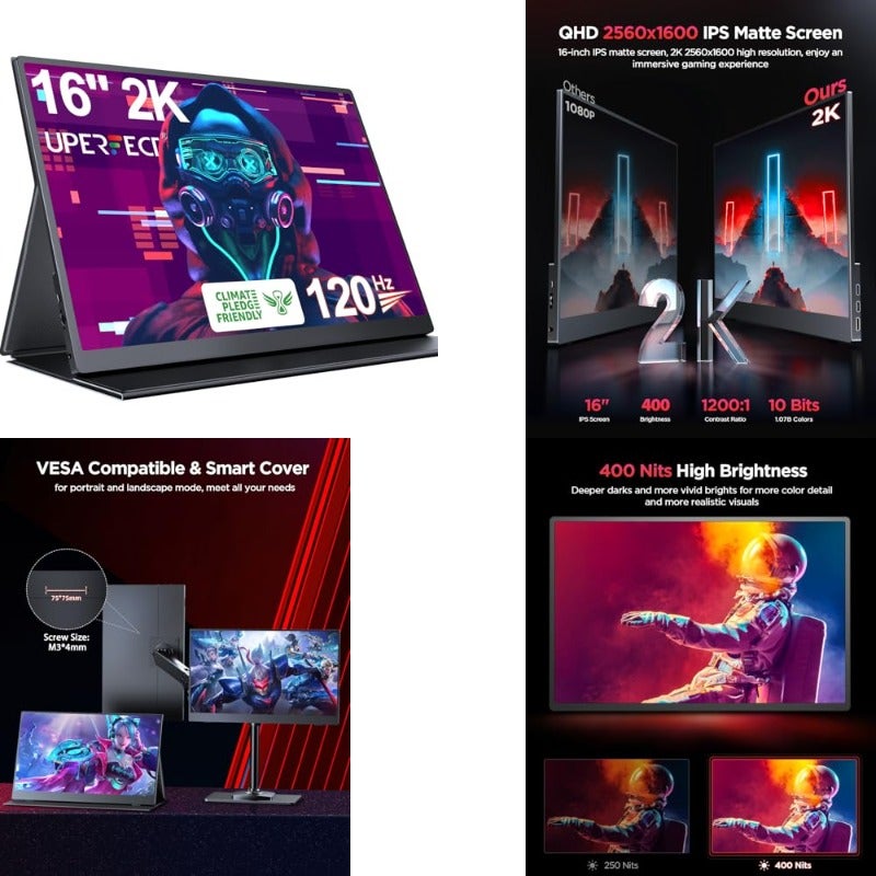 يوبرفكت Uperfect 2k Portable Gaming Monitor 16 16 inch