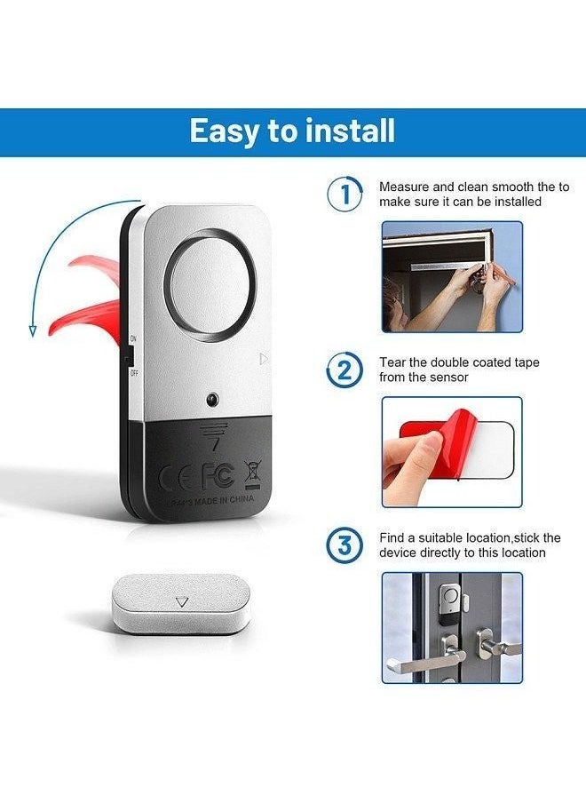 Door Window Alarm Sensor Wireless Door Sensor Anti-Theft Alarm Compatible With Alarm Host for Smart Home Automation Security Alarm System  Four-Piece Set