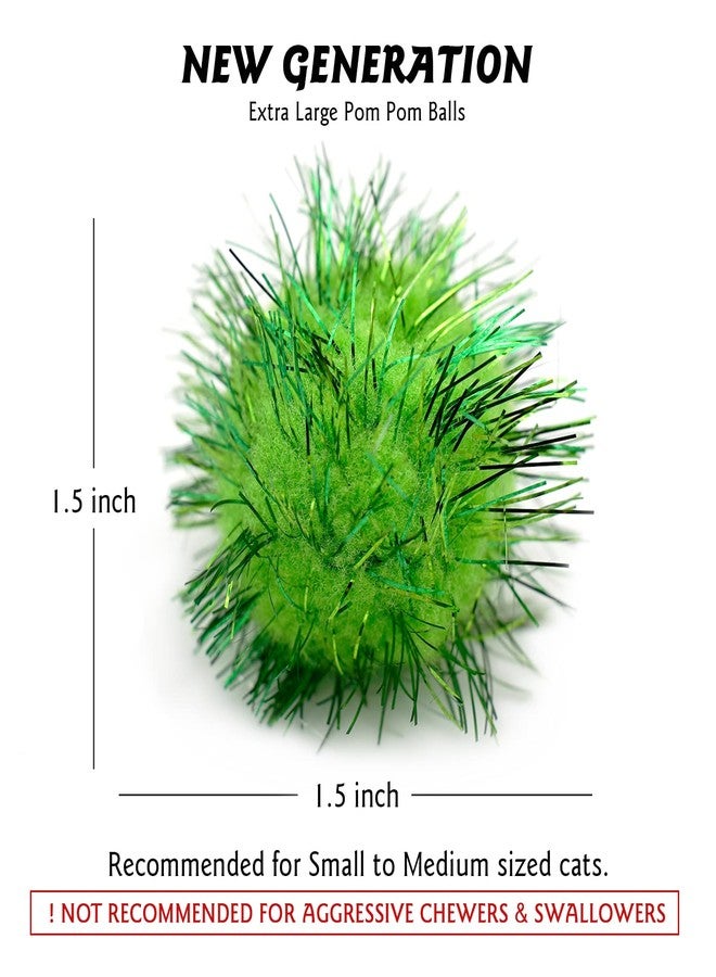 RIMOBUL 1.5 INCH Cat Toy Balls Extra Large Sparkly Cat's Favorite Chase Glitter Ball Toy Sparkle Pom Pom Balls - Image 2