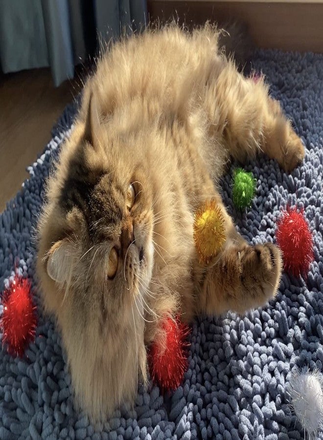 RIMOBUL 1.5 INCH Cat Toy Balls Extra Large Sparkly Cat's Favorite Chase Glitter Ball Toy Sparkle Pom Pom Balls - Image 4