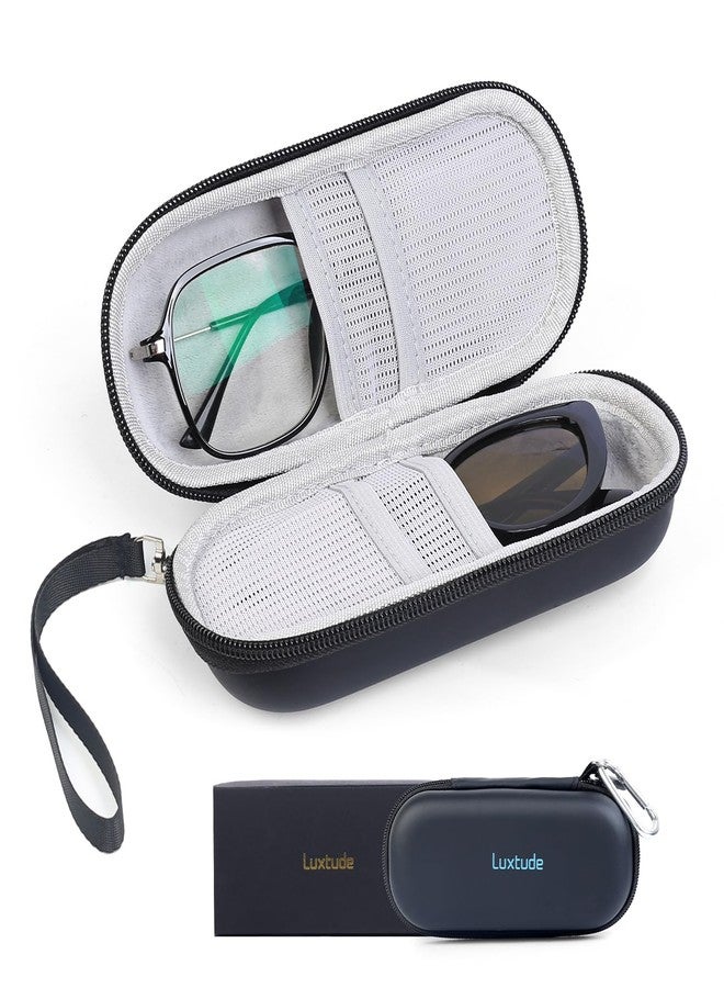 Luxtude Double Glasses Case Hard Shell, Double Eyeglass Case Sunglasses Cases, Travel Sunglasses Organizer Storage for Women Men, Black - Image 1