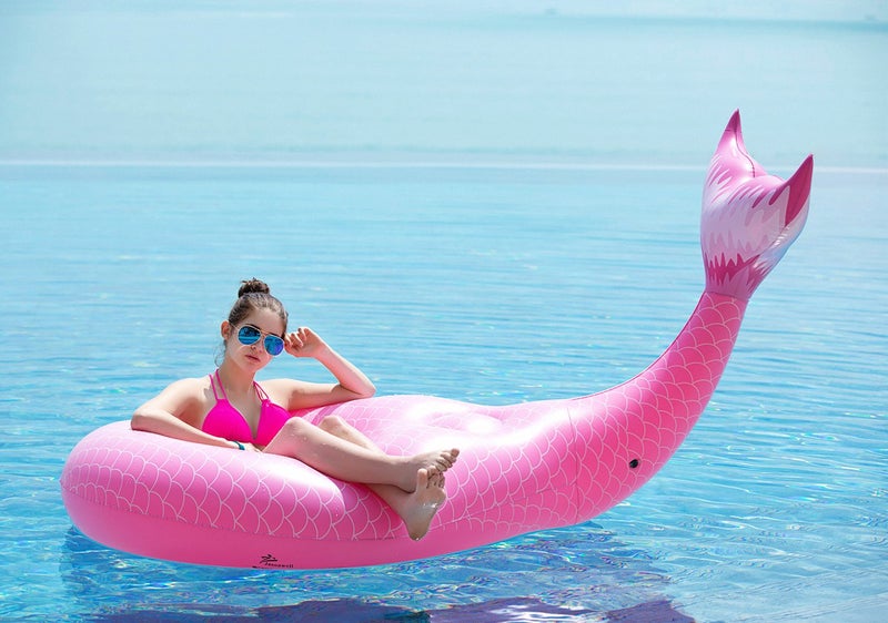 Jasonwell Giant Inflatable Mermaid Tail Pool Float with Fast Valves Summer Beach Swimming Pool Party Lounge Raft Decorations Toys for Adults Kids (Pink) - Image 5