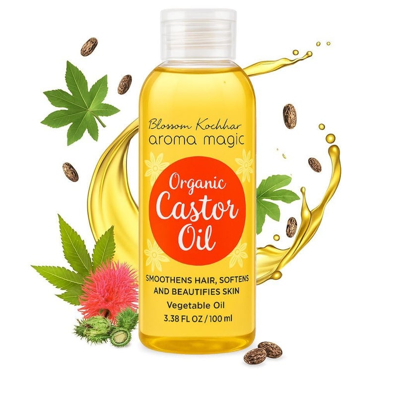 Aroma Magic Castor Oil | 100% Pure & Natural Cold-Pressed Carrier Oil | Nourishes Hair, Eyelashes & Eyebrows | Hydrates Skin & Scalp | Hexane-Free | 3.38 Fl Oz (100ml) - Image 2