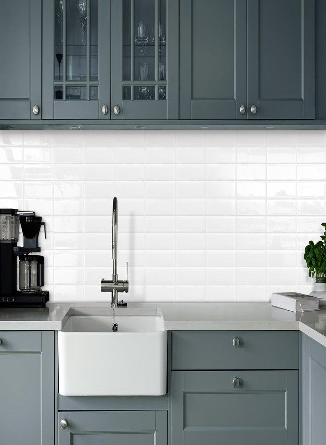 Tiwoos Plain White Peel and Stick Backsplash Tile Rectangle Subway Self Adhesive Wall Tiles for Kitchen (10-Sheet,12"x12") - Image 4