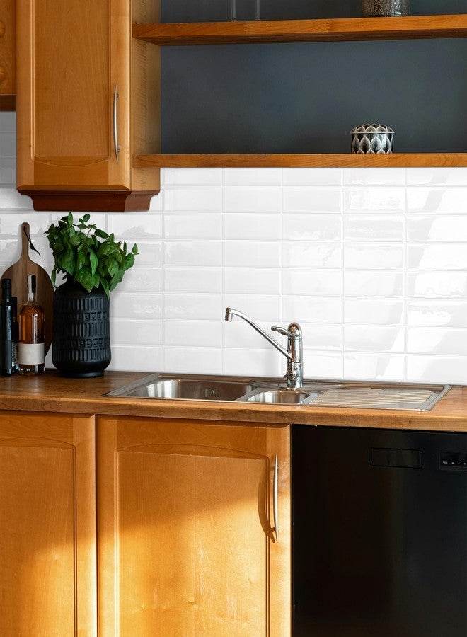 Tiwoos Plain White Peel and Stick Backsplash Tile Rectangle Subway Self Adhesive Wall Tiles for Kitchen (10-Sheet,12"x12") - Image 5