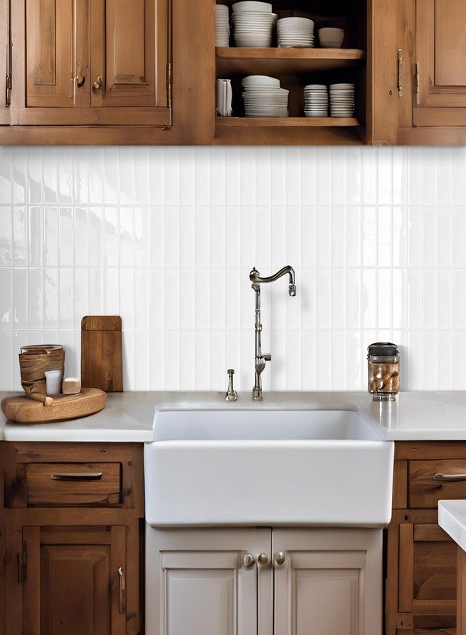 Tiwoos Plain White Peel and Stick Backsplash Tile Rectangle Subway Self Adhesive Wall Tiles for Kitchen (10-Sheet,12"x12") - Image 2