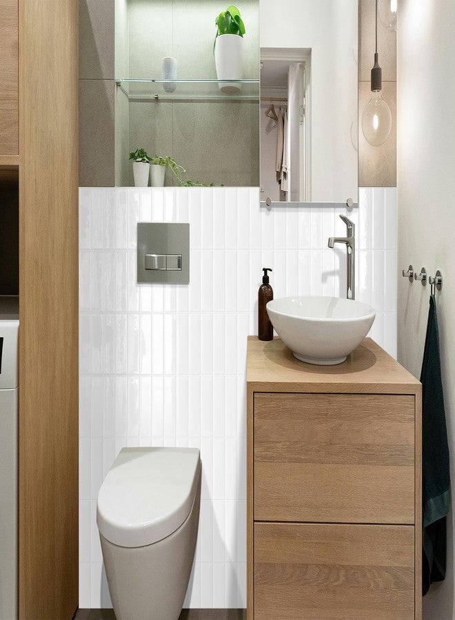 Tiwoos Plain White Peel and Stick Backsplash Tile Rectangle Subway Self Adhesive Wall Tiles for Kitchen (10-Sheet,12"x12") - Image 3