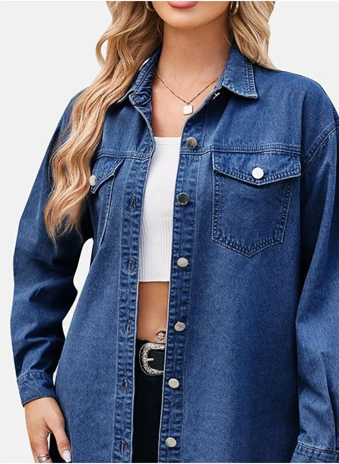 YUNIQEE Blue Collared Half Sleeve Shirt
