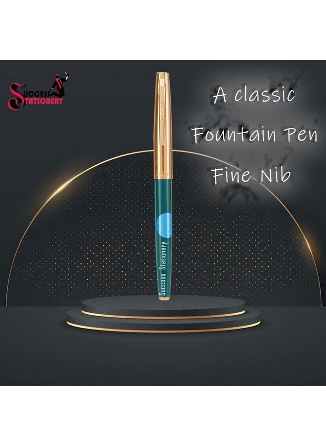 Success Stationery Success Stationery Hero Pen Fountain Pen Original Ink Pen Smooth Iridium Tip Nib Refillable Gold Arrow Pattern Model 336 Gold Trim Cap, Black Green Maroon - Pack of 3  - Image 2