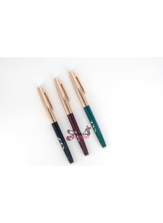 Success Stationery Success Stationery Hero Pen Fountain Pen Original Ink Pen Smooth Iridium Tip Nib Refillable Gold Arrow Pattern Model 336 Gold Trim Cap, Black Green Maroon - Pack of 3  - Image 5