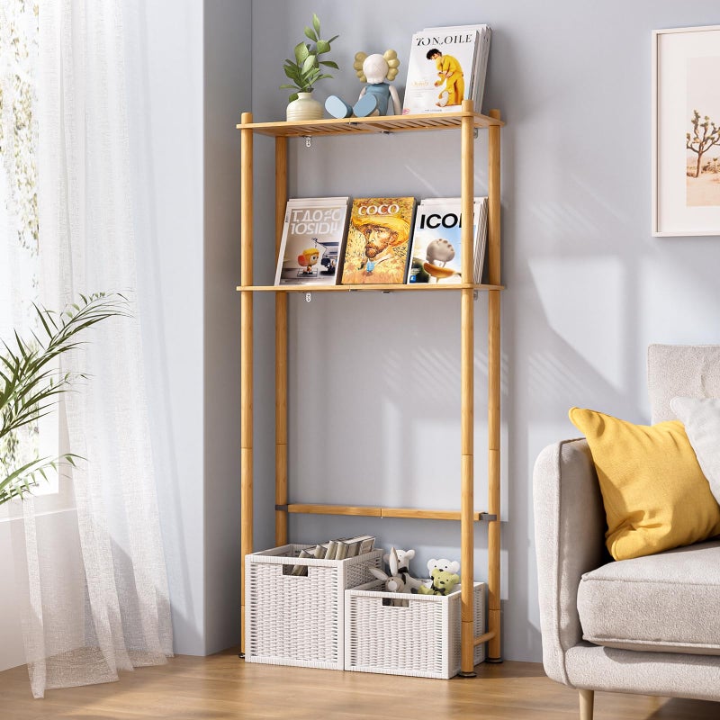 AmazerBath Bamboo Over The Toilet Storage Shelf, 2-Tier Over Toilet Organizer Rack, Freestanding Above Toilet Shelf for Bathroom, Laundry, Space Saver, Natural Color - Image 5