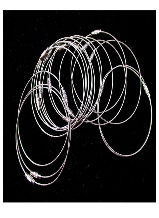 All In One 10pcs Steel Wire Choker Bracelet Screw Clasps (Silver 7" Bracelet) - Image 1