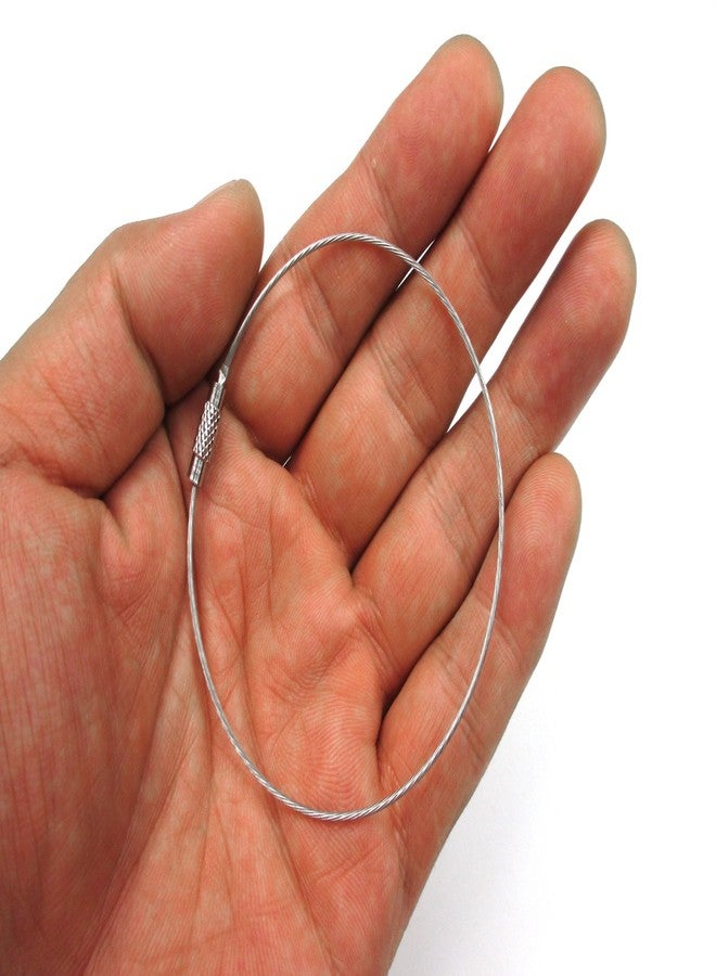 All In One 10pcs Steel Wire Choker Bracelet Screw Clasps (Silver 7" Bracelet) - Image 2