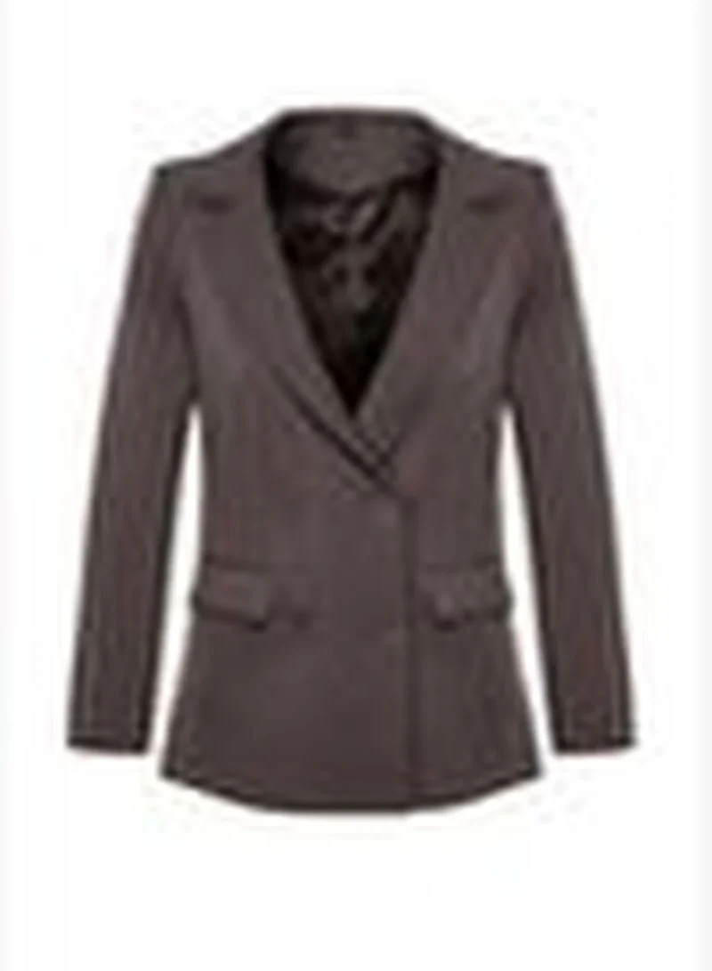 trendyol Anthracite Regular Lined Double-Breasted Woven Blazer Jacket TWOAW21CE0272