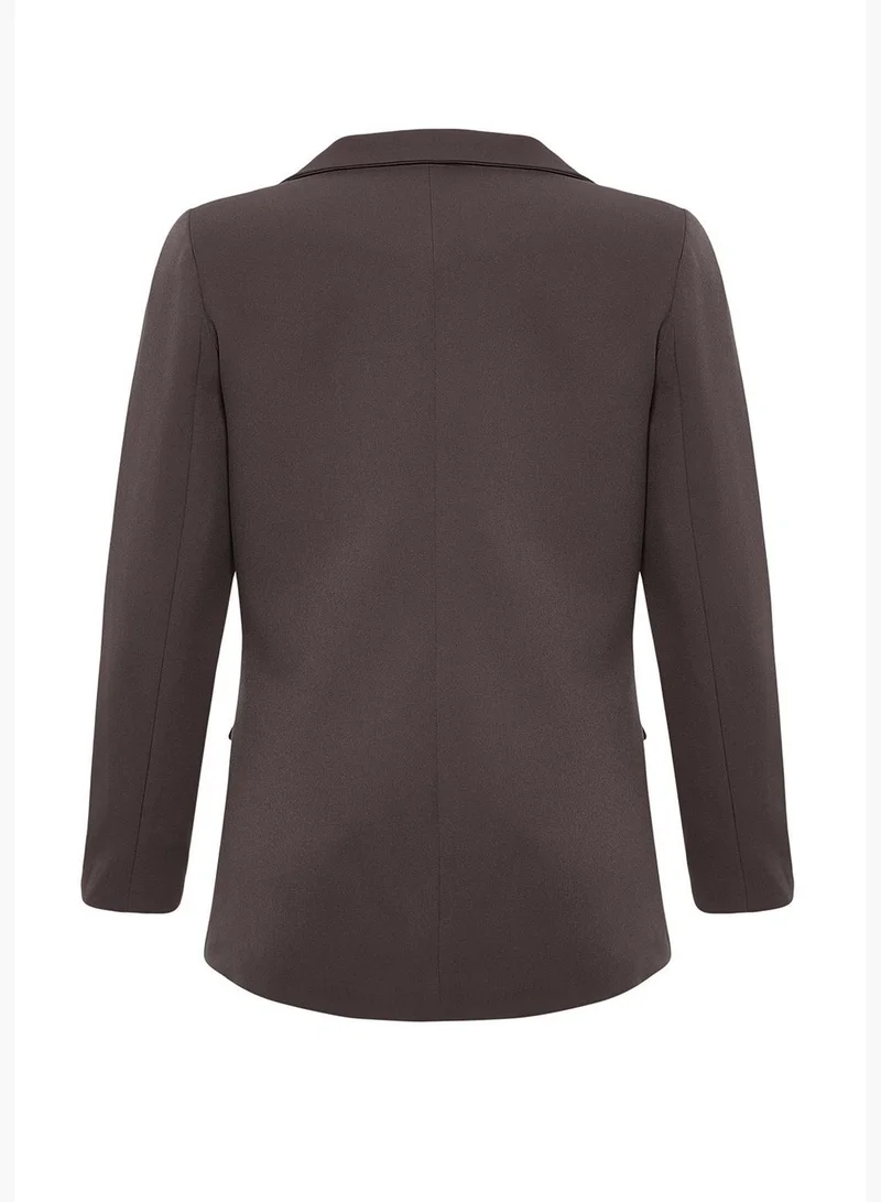 trendyol Anthracite Regular Lined Double-Breasted Woven Blazer Jacket TWOAW21CE0272