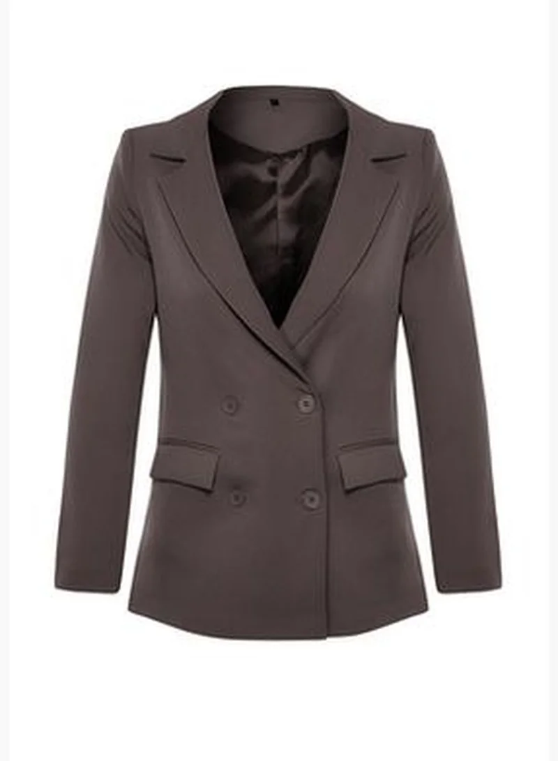 trendyol Anthracite Regular Lined Double-Breasted Woven Blazer Jacket TWOAW21CE0272