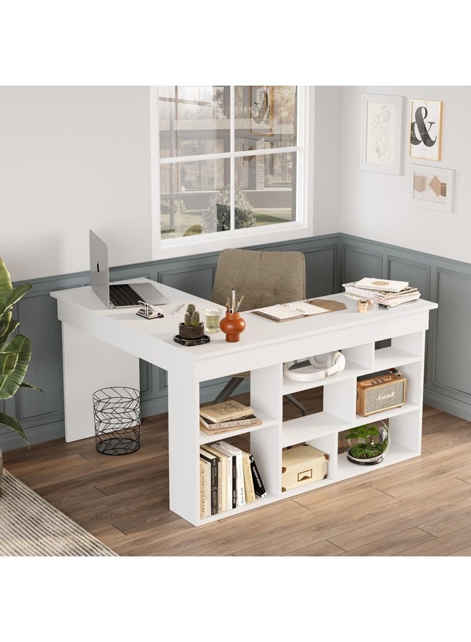 Home Canvas مكتب زاوية تاوين الأبيض من قماش المنزل - Image 1