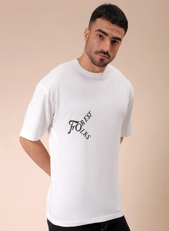 ذا انديان كراج كو Men Boxy Oversized Graphic Back Printed Round Neck Tshirt