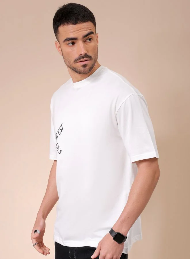 ذا انديان كراج كو Men Boxy Oversized Graphic Back Printed Round Neck Tshirt