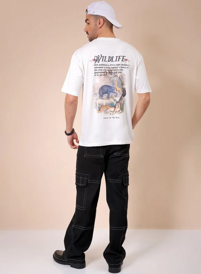 ذا انديان كراج كو Men Boxy Oversized Graphic Back Printed Round Neck Tshirt