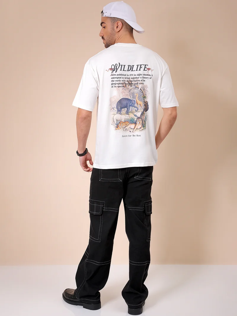 ذا انديان كراج كو Men Boxy Oversized Graphic Back Printed Round Neck Tshirt