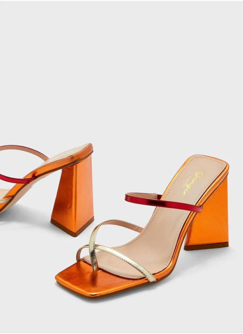 Ginger Strappy Block Heel Mule