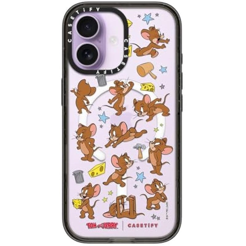 Casetify Impact iPhone 17 Case 【Tom and Jerry Colab/Slim/Compatible with Magsafe / 8.2 ft. 4X Military Grade Drop Protection】 - Jerry Pattern - Clear Black - Image 2