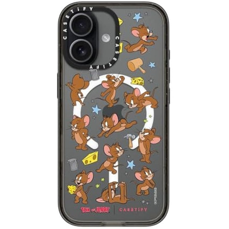 Casetify Impact iPhone 17 Case 【Tom and Jerry Colab/Slim/Compatible with Magsafe / 8.2 ft. 4X Military Grade Drop Protection】 - Jerry Pattern - Clear Black - Image 5