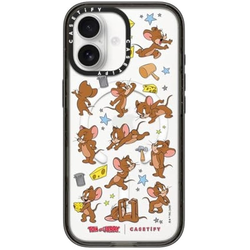 Casetify Impact iPhone 17 Case 【Tom and Jerry Colab/Slim/Compatible with Magsafe / 8.2 ft. 4X Military Grade Drop Protection】 - Jerry Pattern - Clear Black - Image 1
