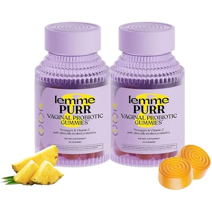 Lemme حبوب بروبيوتيك مهبلية للنساء - توازن الرقم الهيدروجيني، رائحة صحية، توازن الخميرة ودعم الفلورا + فيتامين C لصحة المناعة - نكهة الأناناس اللذيذة (60 حبة) (عبوة من 2) - Image 1