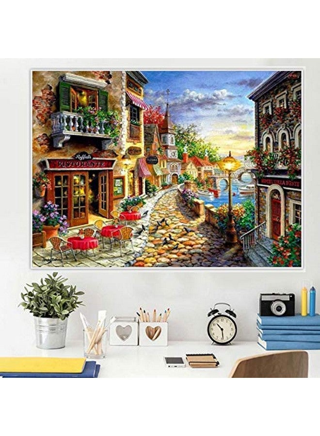 HASTHIP® DIY 5D Diamond Painting Full Square Drill Kits Rhinestone Picture Art Craft for Home Wall Decor 12x16In Romantic Town - Image 2