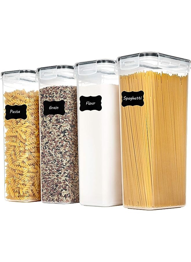 Vtopmart - Airtight Food Storage Containers With Lids, 4 PCS 2.8L Pasta Containers for Pantry Organization and Storage, BPA Free Kitchen Storage Containers for Spaghetti, Flour, Sugar and Noodles, Black - Image 1