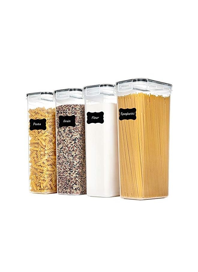 Vtopmart - Airtight Food Storage Containers With Lids, 4 PCS 2.8L Pasta Containers for Pantry Organization and Storage, BPA Free Kitchen Storage Containers for Spaghetti, Flour, Sugar and Noodles, Black - Image 1