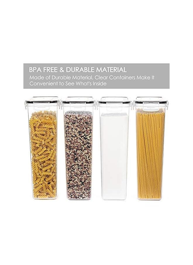 Vtopmart - Airtight Food Storage Containers With Lids, 4 PCS 2.8L Pasta Containers for Pantry Organization and Storage, BPA Free Kitchen Storage Containers for Spaghetti, Flour, Sugar and Noodles, Black - Image 1