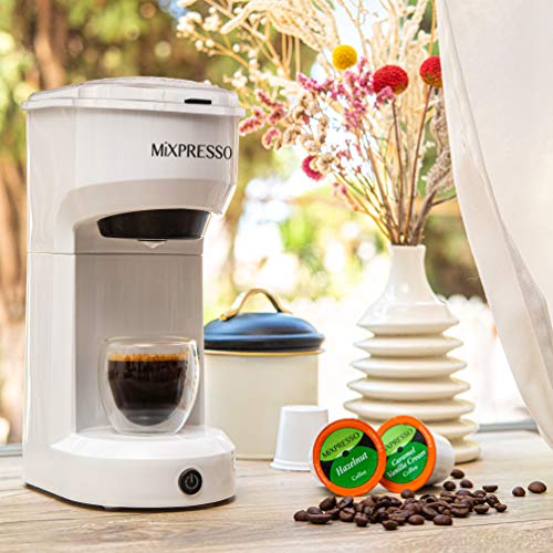Mixpresso 2-in-1 Single Serve Coffee Maker - K-Cup & Ground Coffee Compatible - Fast 2-3 Min Brewing - Compact 14oz White Coffee Machine for Home Office - Image 4